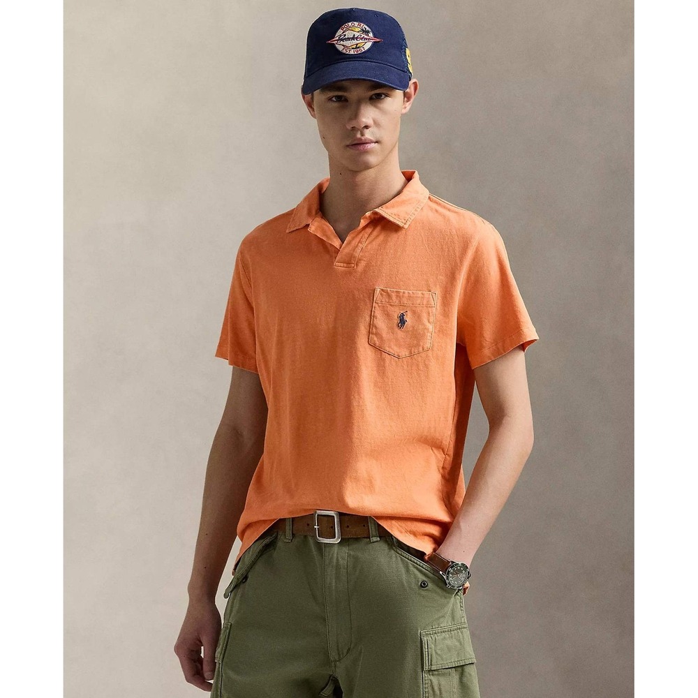 POLO RALPH LAUREN S/S 3XLT LINEN BLEND POLO SHIRT~ORANGE~NWT